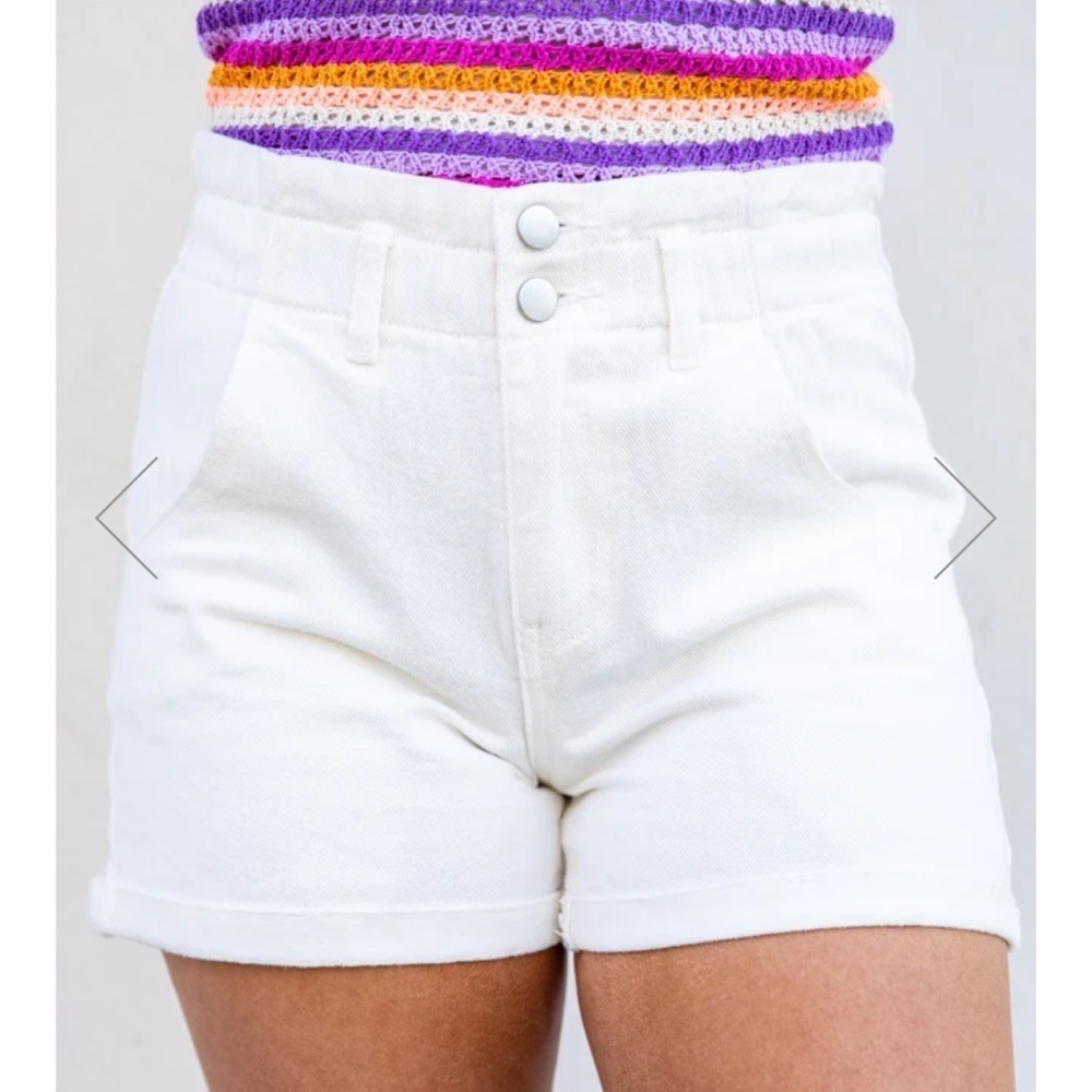 Pink Lily White Paperbag Shorts